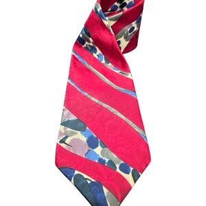 Pre-Owned Men's Surrey Red Floral & Striped Dress Necktie Business Casual Nice
